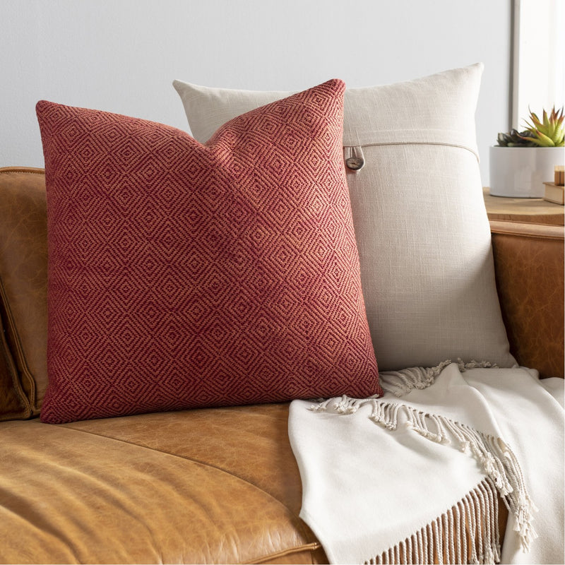 media image for Camilla CIL-004 Hand Woven Square Pillow in Dark Coral & Dark Red by Surya 220