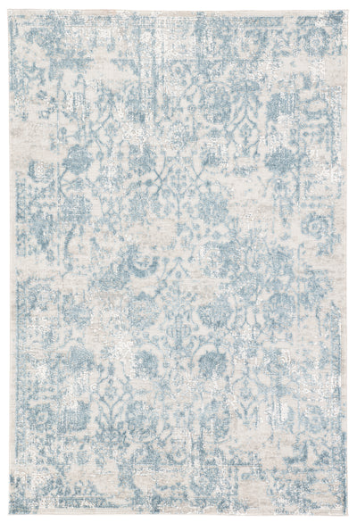 product image for Clara Floral Silver & Blue Area Rug 37