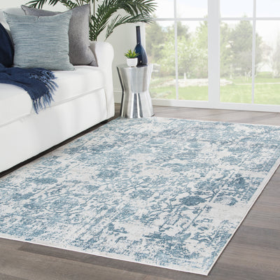 product image for Clara Floral Silver & Blue Area Rug 95
