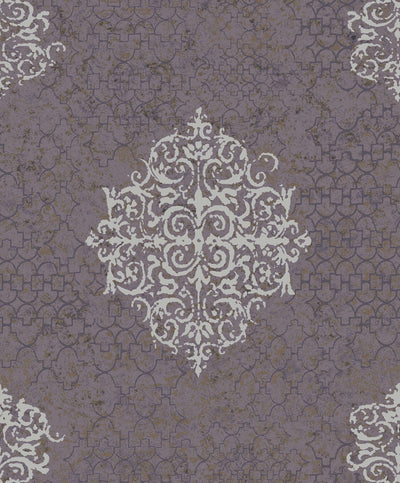 product image of Damask Mottled Wallpaper in Silver Grey/Lilac 517