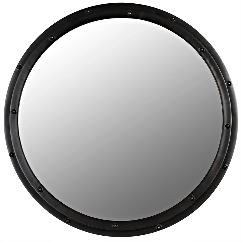 media image for round mirror in black metal design by noir 1 25
