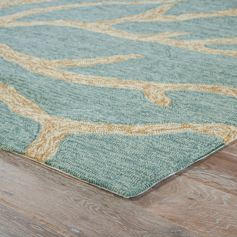 media image for Coral Indoor/ Outdoor Abstract Teal & Tan Area Rug 27