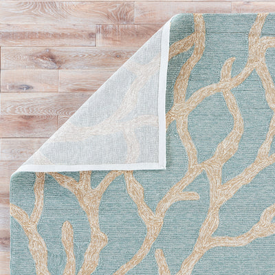 product image for Coral Indoor/ Outdoor Abstract Teal & Tan Area Rug 40