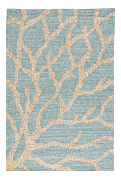 product image for Coral Indoor/ Outdoor Abstract Teal & Tan Area Rug 59