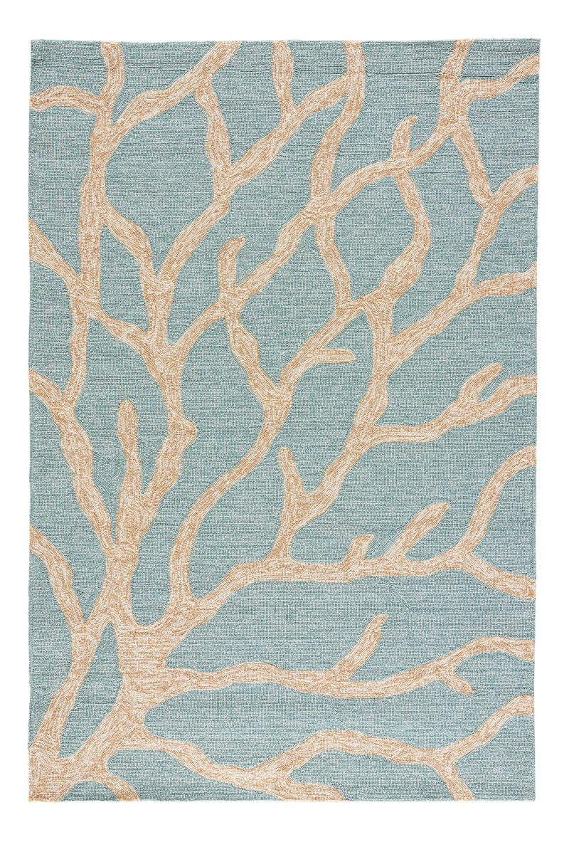 media image for Coral Indoor/ Outdoor Abstract Teal & Tan Area Rug 25