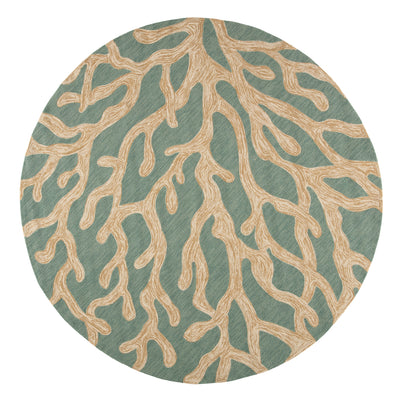 product image for Coral Indoor/ Outdoor Abstract Teal & Tan Area Rug 3