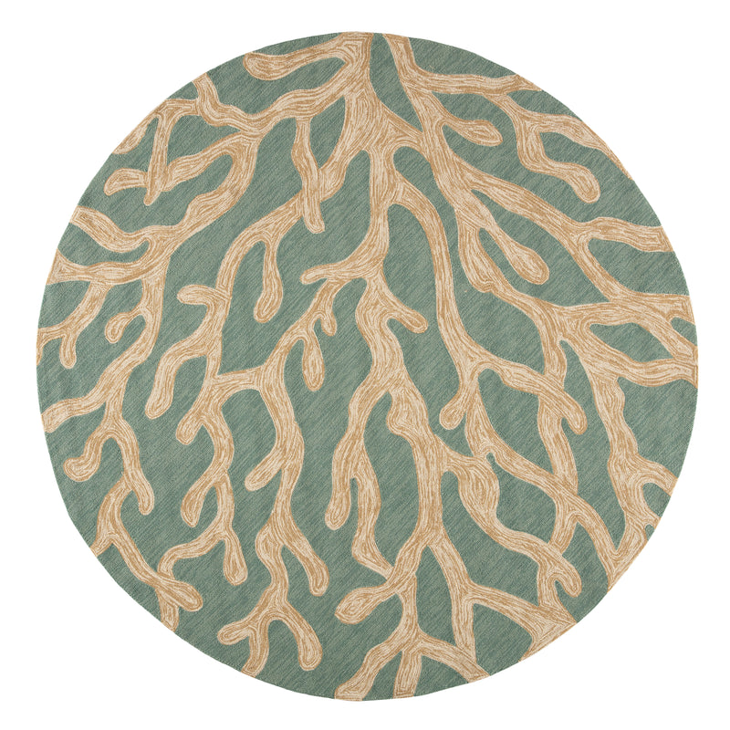 media image for Coral Indoor/ Outdoor Abstract Teal & Tan Area Rug 221