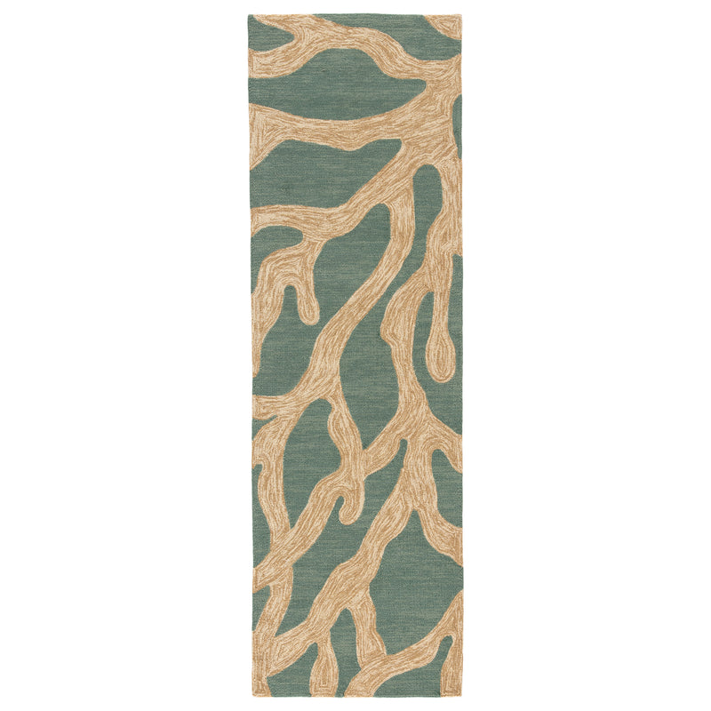 media image for Coral Indoor/ Outdoor Abstract Teal & Tan Area Rug 222