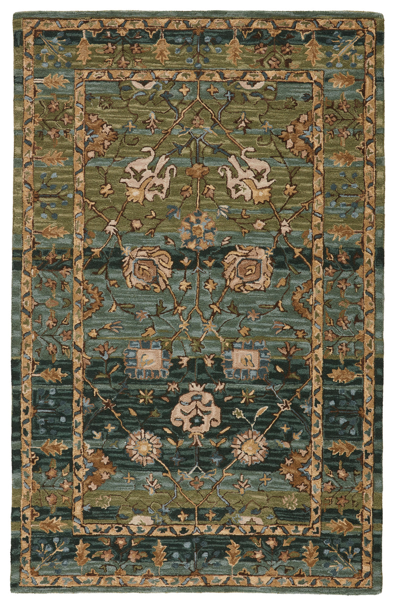 media image for ahava handmade oriental green blue rug by jaipur living 1 210