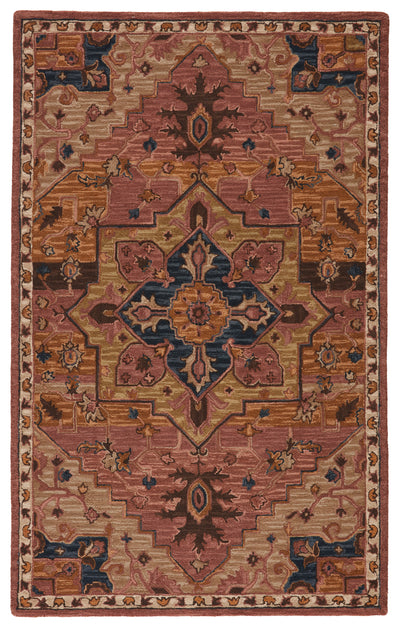 product image of cressida handmade medallion dark pink blue rug by jaipur living 1 593
