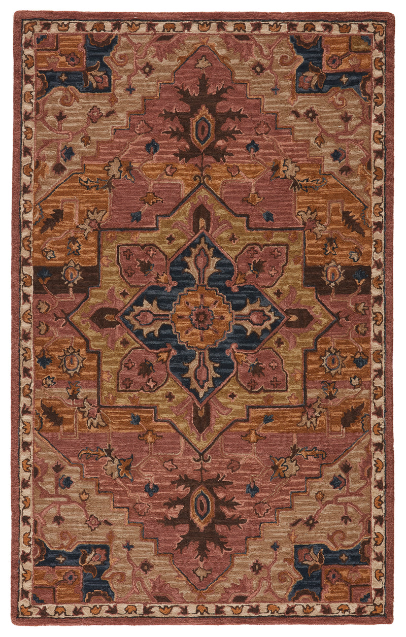 media image for cressida handmade medallion dark pink blue rug by jaipur living 1 268