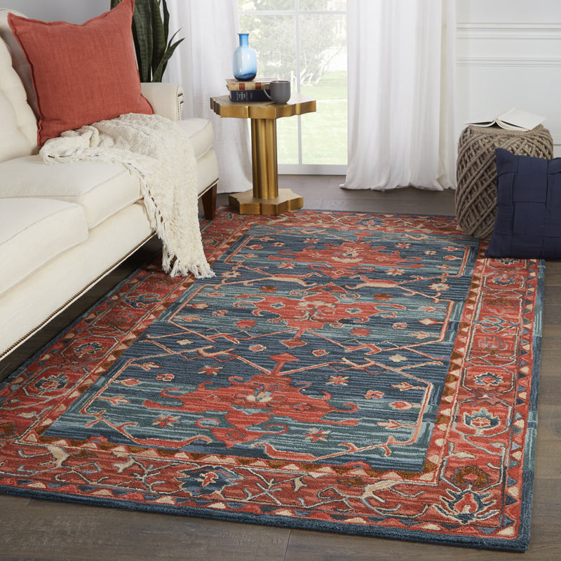media image for cinnabar handmade medallion red blue rug by jaipur living 6 252