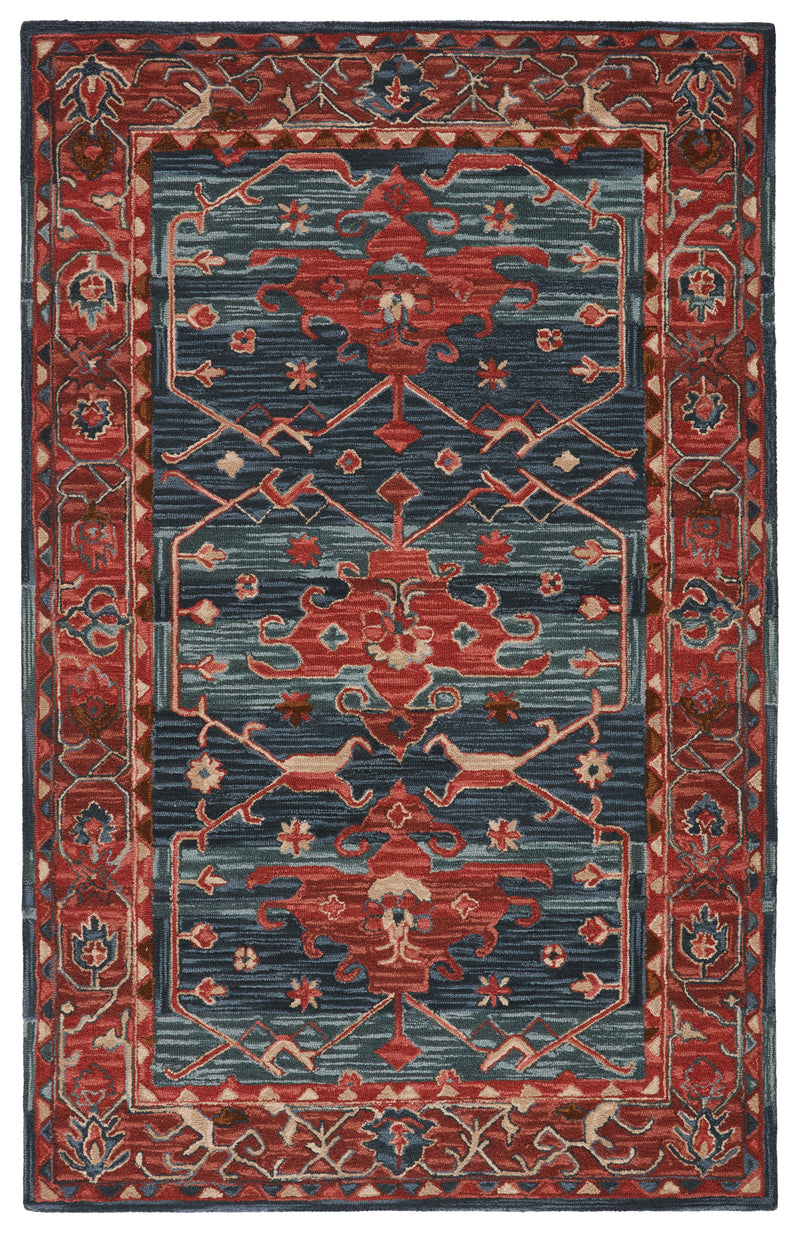 media image for cinnabar handmade medallion red blue rug by jaipur living 1 221