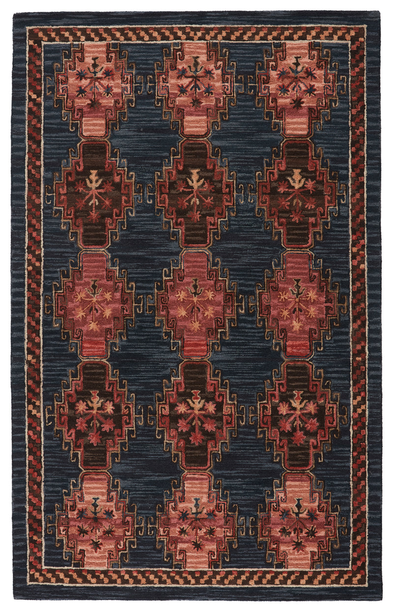 media image for kyoto handmade tribal dark blue pink rug by jaipur living 1 271