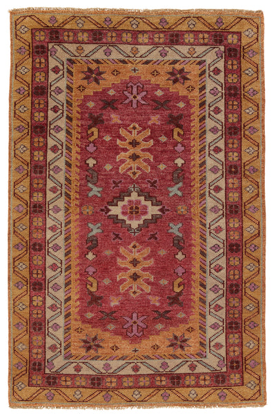 product image of kyrie handmade floral red yellow rug by jaipur living 1 589