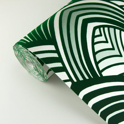 product image for Cabarita Art Deco Flocked Leaves Wallpaper in Green from the Pacifica Collection by Brewster Home Fashions 36