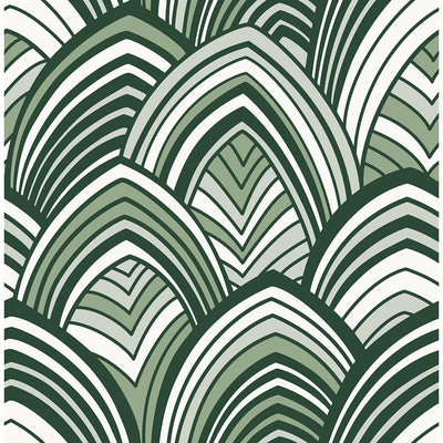product image for Cabarita Art Deco Flocked Leaves Wallpaper in Green from the Pacifica Collection by Brewster Home Fashions 71