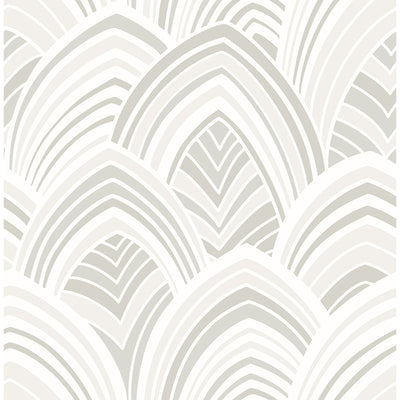 product image of Cabarita Art Deco Flocked Leaves Wallpaper in White from the Pacifica Collection by Brewster Home Fashions 534