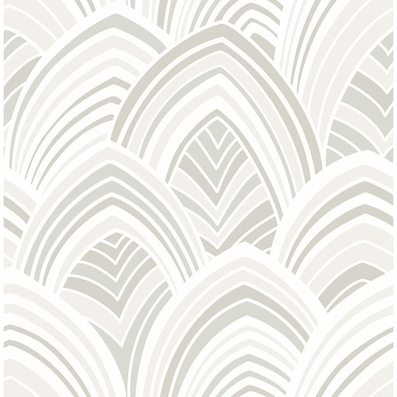 media image for Cabarita Art Deco Flocked Leaves Wallpaper in White from the Pacifica Collection by Brewster Home Fashions 264