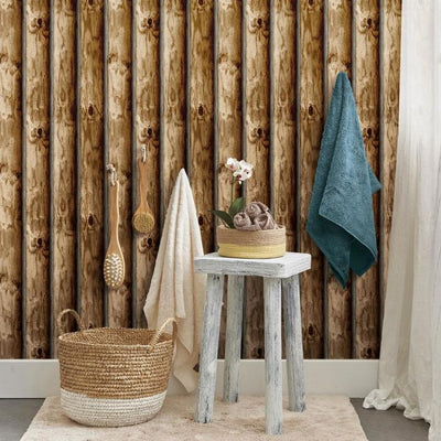 product image for Cabin Logs Peel & Stick Wallpaper in Brown by RoomMates for York Wallcoverings 53