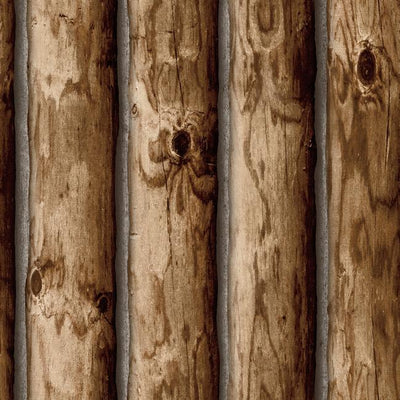 product image of Cabin Logs Peel & Stick Wallpaper in Brown by RoomMates for York Wallcoverings 542