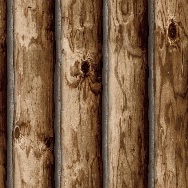media image for Cabin Logs Peel & Stick Wallpaper in Brown by RoomMates for York Wallcoverings 294