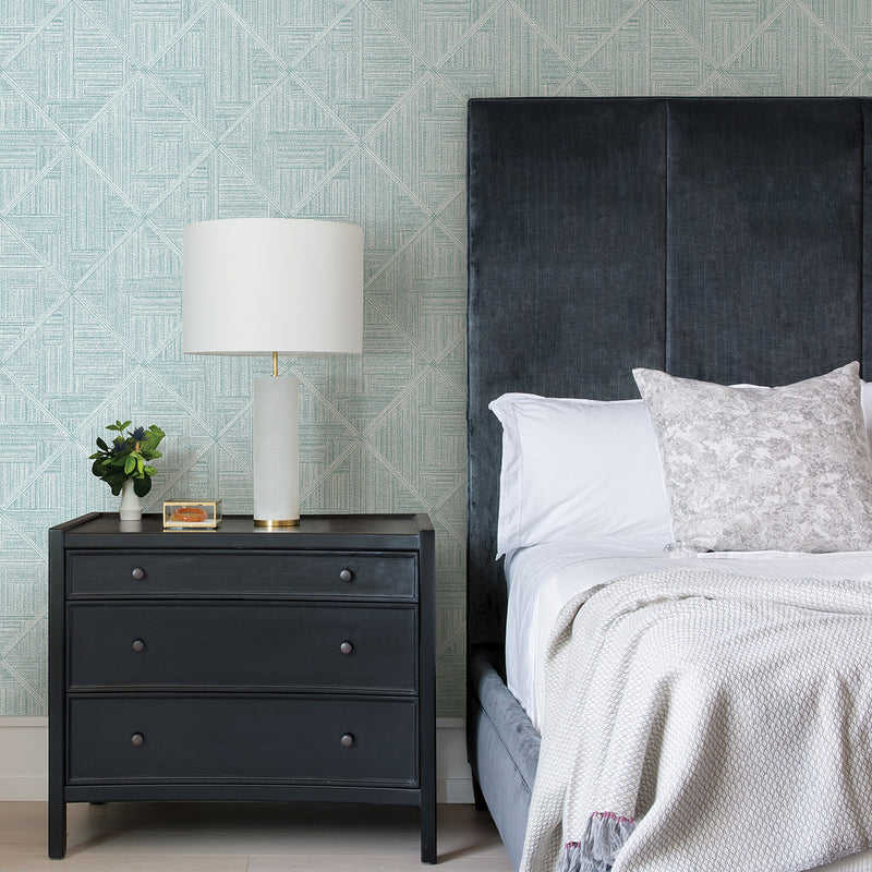 media image for Cade Teal Geometric Wallpaper from the Scott Living II Collection by Brewster Home Fashions 238