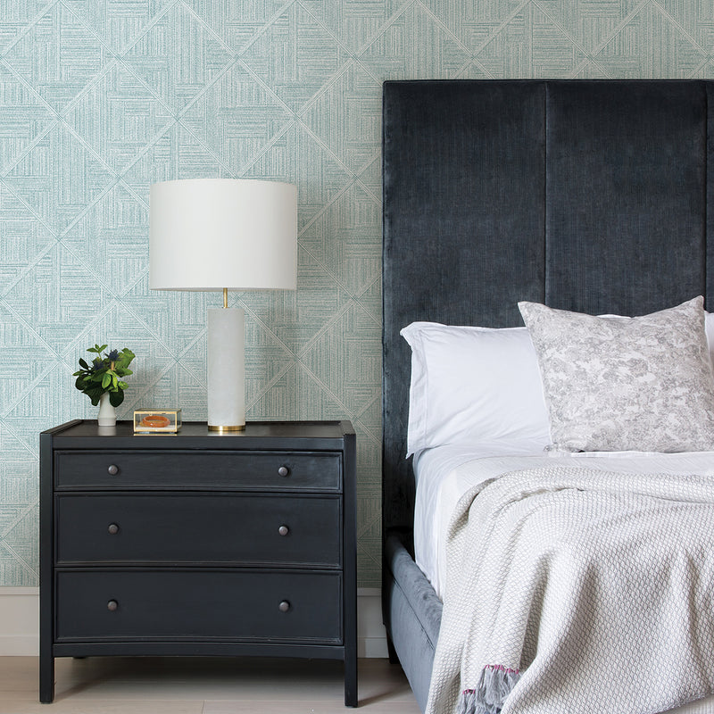 media image for Cade Teal Geometric Wallpaper from the Scott Living II Collection by Brewster Home Fashions 264