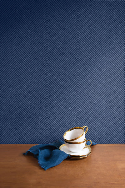 product image for Cafe Chevron Wallpaper in Storm Blue from the More Textures Collection by Seabrook Wallcoverings 21
