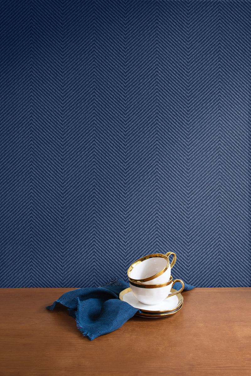 media image for Cafe Chevron Wallpaper in Storm Blue from the More Textures Collection by Seabrook Wallcoverings 224