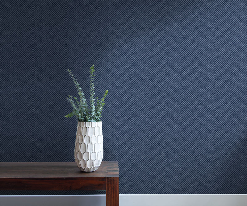 media image for Cafe Chevron Wallpaper in Storm Blue from the More Textures Collection by Seabrook Wallcoverings 228