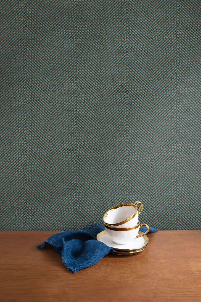 media image for Cafe Chevron Wallpaper in Viridian from the More Textures Collection by Seabrook Wallcoverings 222