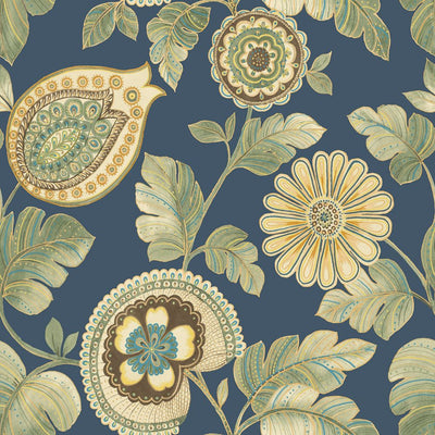 product image for Calypso Paisley Leaf Wallpaper in Champlain and Rosemary from the Boho Rhapsody Collection by Seabrook Wallcoverings 51