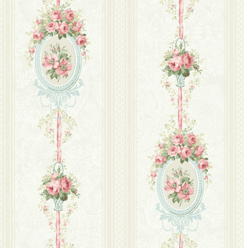 media image for sample cameo stripe wallpaper in pretty pink from the spring garden collection by wallquest 1 242