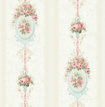 product image of Cameo Stripe Wallpaper in Pretty Pink from the Spring Garden Collection by Wallquest 53