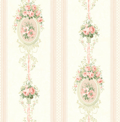 product image of sample cameo stripe wallpaper in rosy from the spring garden collection by wallquest 1 523