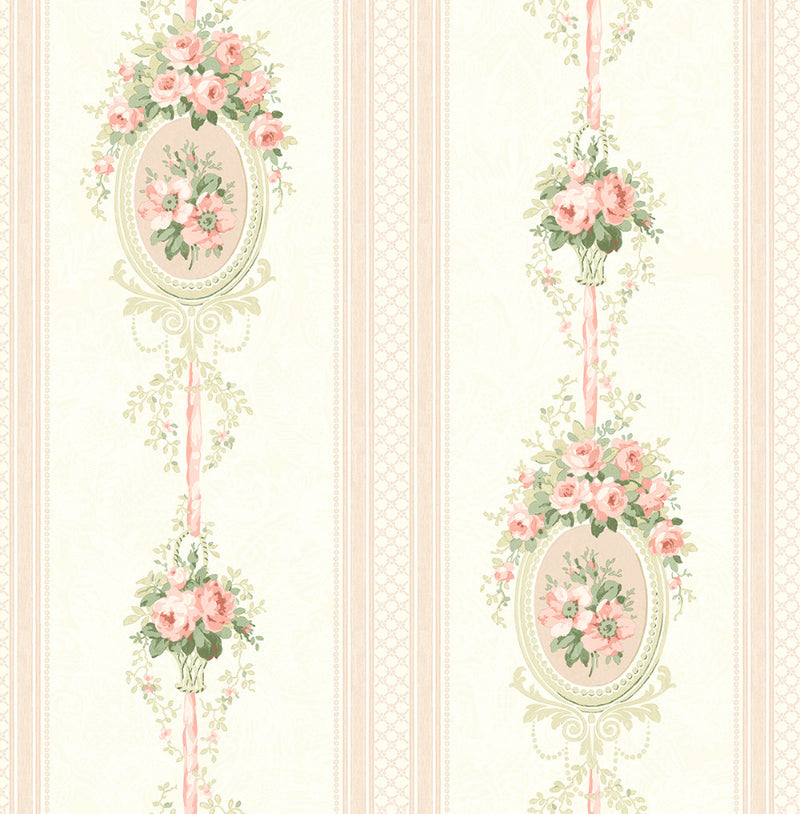 media image for sample cameo stripe wallpaper in rosy from the spring garden collection by wallquest 1 212