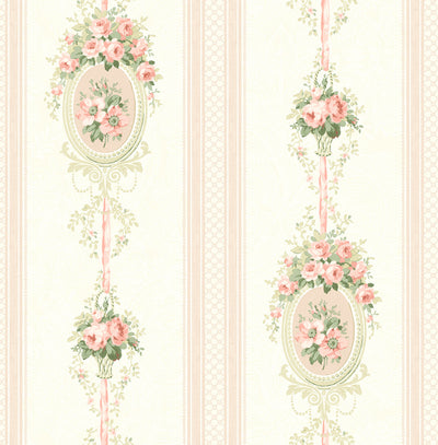 product image for Cameo Stripe Wallpaper in Rosy from the Spring Garden Collection by Wallquest 93