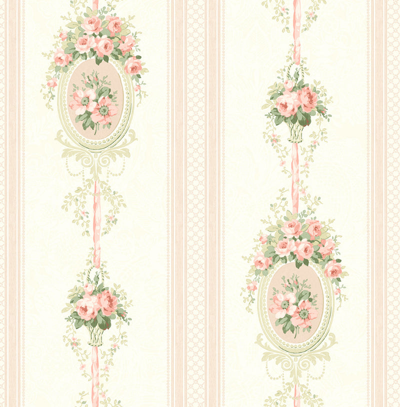 media image for Cameo Stripe Wallpaper in Rosy from the Spring Garden Collection by Wallquest 272