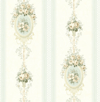 product image of Cameo Stripe Wallpaper in Soft Blue from the Spring Garden Collection by Wallquest 545