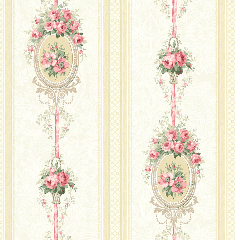 media image for Cameo Stripe Wallpaper in Sunshine from the Spring Garden Collection by Wallquest 234