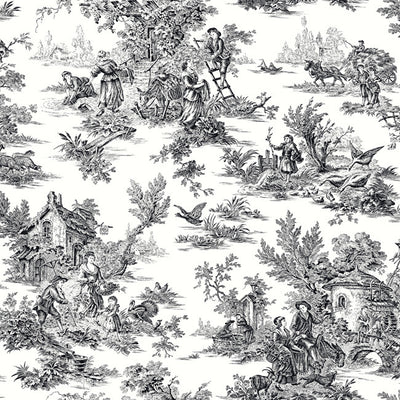 product image of sample campagne toile wallpaper in black and white by ashford house for york wallcoverings 1 585