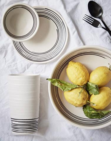 media image for Salamanca Dinner Plate in Black & White Stripe design by Canvas 222