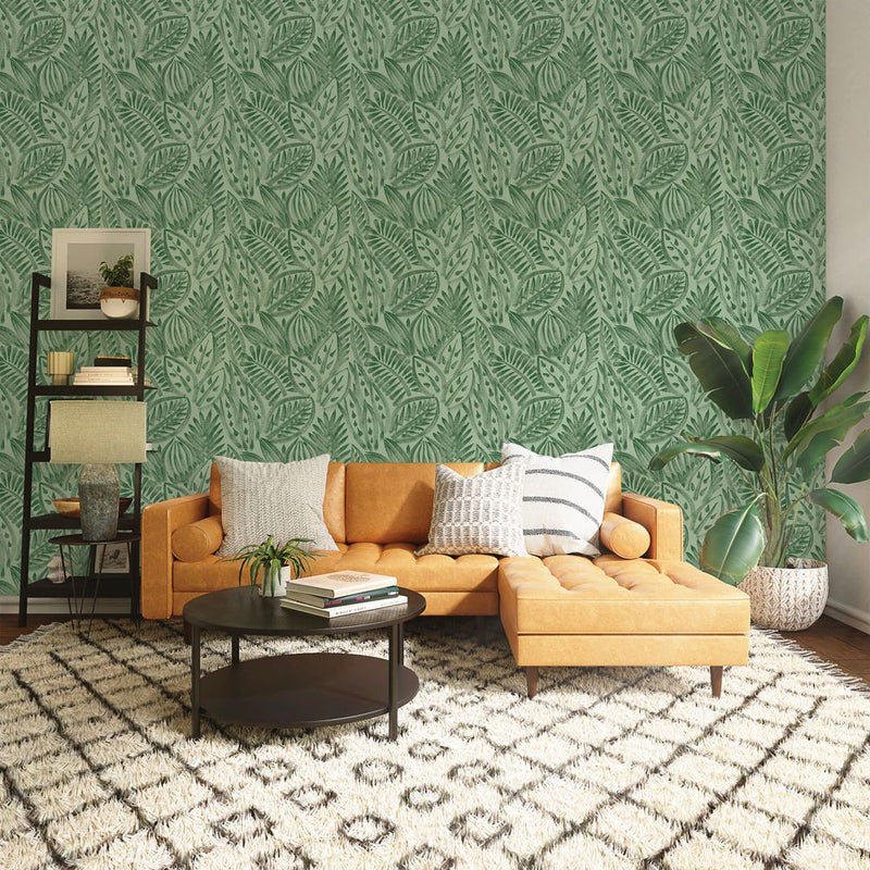 media image for Canvas Palm Green Grove Peel-and-Stick Wallpaper by Tempaper 25