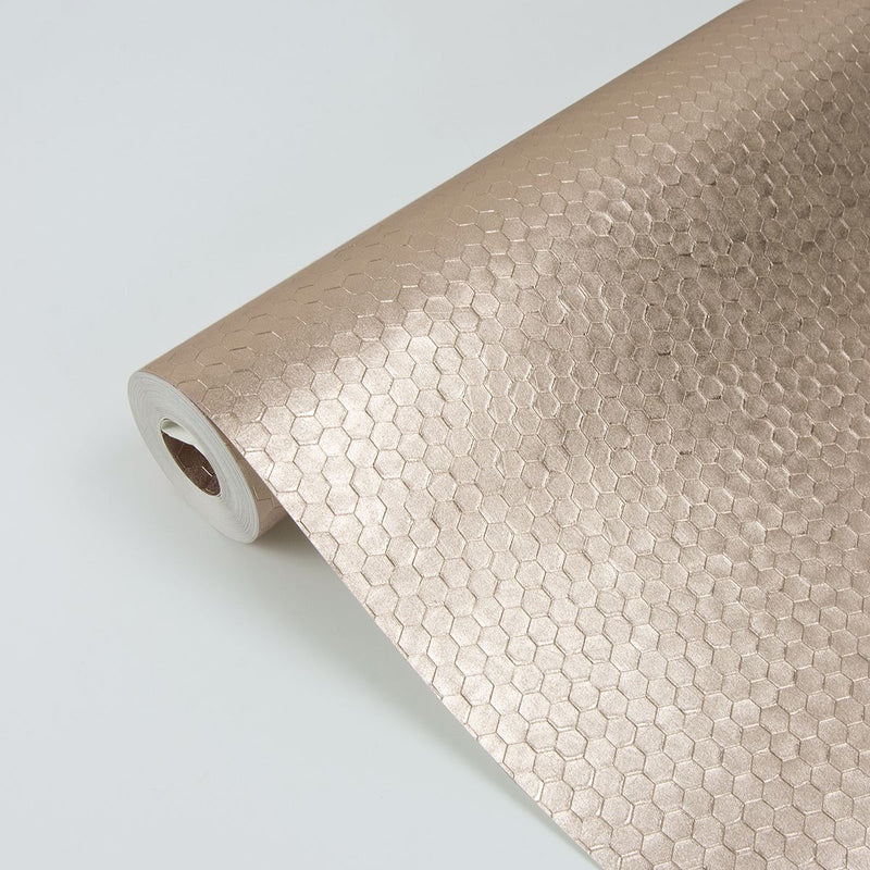 media image for Carbon Honeycomb Geometric Wallpaper in Rose Gold from the Polished Collection by Brewster Home Fashions 28