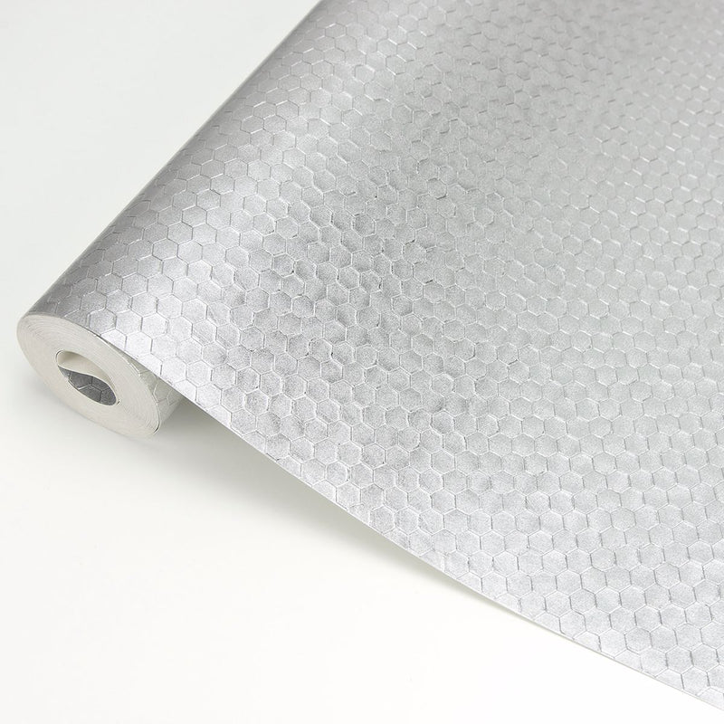 media image for Carbon Honeycomb Geometric Wallpaper in Silver from the Polished Collection by Brewster Home Fashions 28