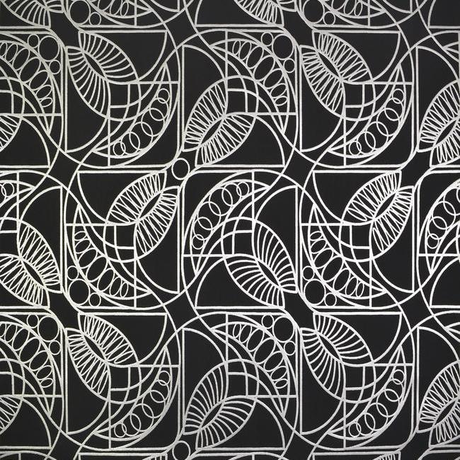 media image for Cartouche Wallpaper in Black and Silver by Antonina Vella for York Wallcoverings 269