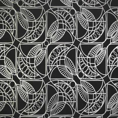 product image of sample cartouche wallpaper in black and silver by antonina vella for york wallcoverings 1 590
