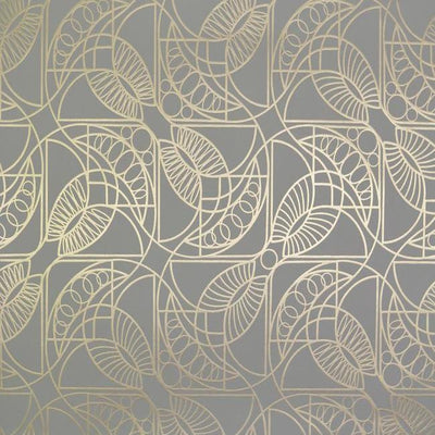 product image of sample cartouche wallpaper in grey and gold by antonina vella for york wallcoverings 1 536