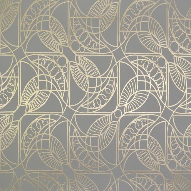 media image for sample cartouche wallpaper in grey and gold by antonina vella for york wallcoverings 1 289